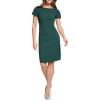 Vince Camuto Womens Short Sleeve Boat Neck Sheath Mini Dress(Hunter Green)
