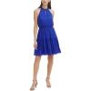 Vince Camuto Womens Sleeveless Halter Neck Chiffon Fit & Flare Dress(Cobalt)