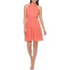 Vince Camuto Womens Sleeveless Halter Neck Chiffon Fit & Flare Dress(Mango)