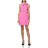 Vince Camuto Womens Sleeveless Halter Tie Neck Shift Mini Dress(Peony)