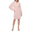 Vince Camuto Womens Stretch Crepe Bodycon Dress with Chiffon Balloon Sleeves(Blush)