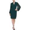 Vince Camuto Womens Stretch Crepe Bodycon Dress with Chiffon Balloon Sleeves(Hunter)