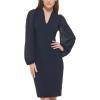 Vince Camuto Womens Stretch Crepe Bodycon Dress with Chiffon Balloon Sleeves(Navy)