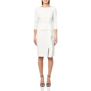 Vince Camuto Womens 3/4 Sleeve High Neck Cascade Detail Sheath Mini Dress(Ivory)
