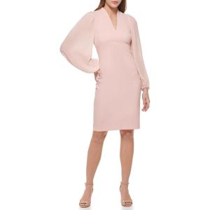 Vince Camuto Womens Stretch Crepe Bodycon Dress with Chiffon Balloon Sleeves(Blush)