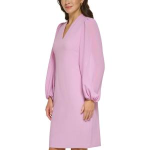 Vince Camuto Womens Stretch Crepe Bodycon Dress with Chiffon Balloon Sleeves(Orchid)