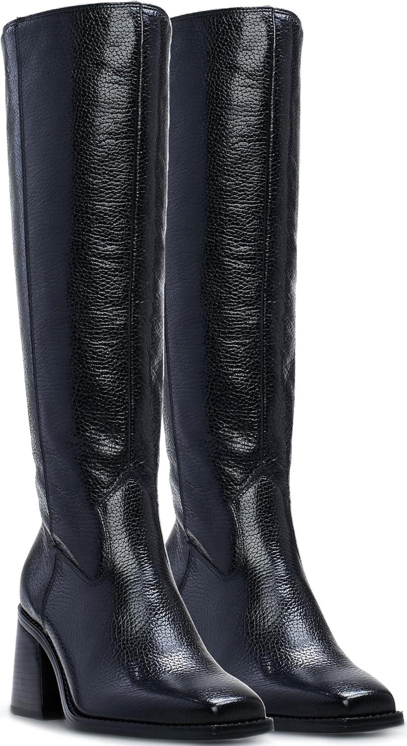 image:imageVince Camuto Sangeti Extra Wide Calf Heel Knee High BootBlack Leather Wide Calf