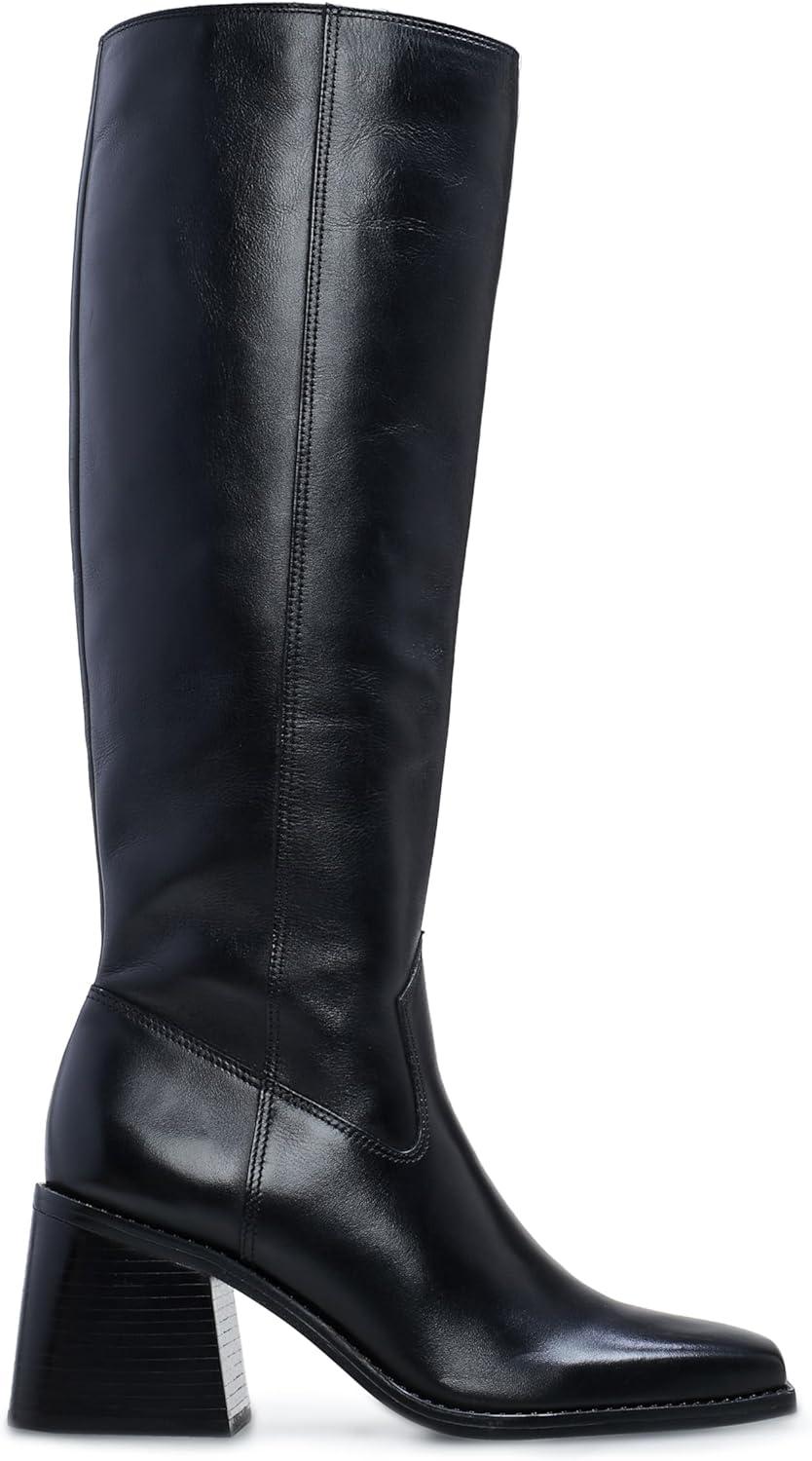 image:imageVince Camuto Sangeti Extra Wide Calf Heel Knee High BootBlack Silky Leather Wide Calf