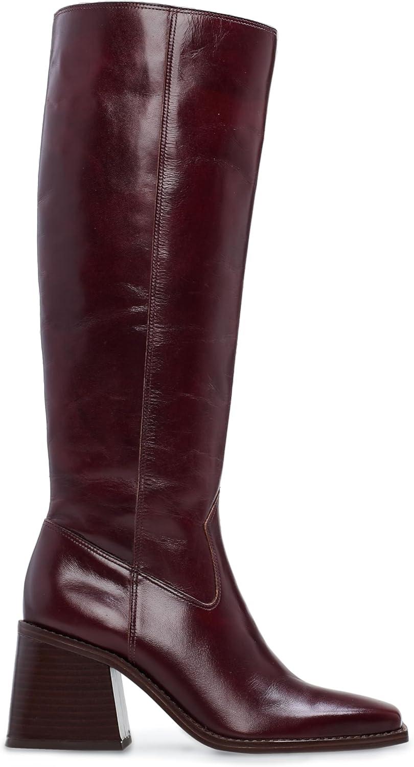 image:imageVince Camuto Sangeti Extra Wide Calf Heel Knee High BootDark Mahogany Leather Wide Calf