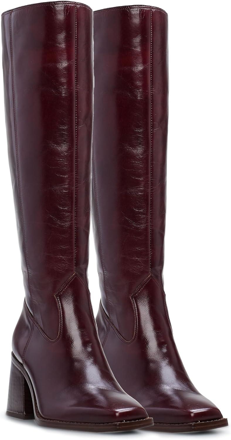 image:imageVince Camuto Sangeti Extra Wide Calf Heel Knee High BootDark Mahogany Leather Wide Calf