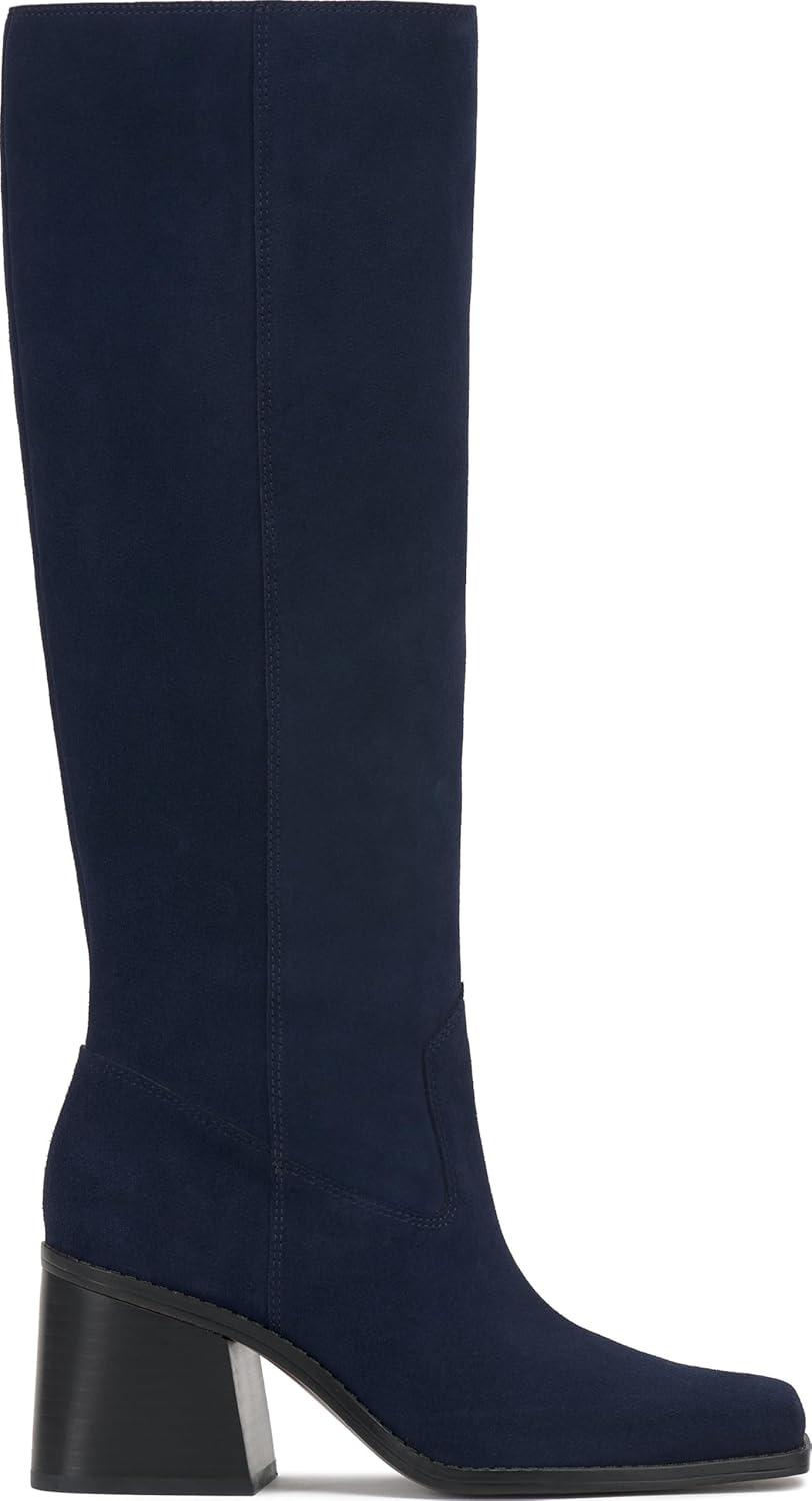 image:imageVince Camuto Sangeti Extra Wide Calf Heel Knee High BootDeep Navy Suede Wide Calf