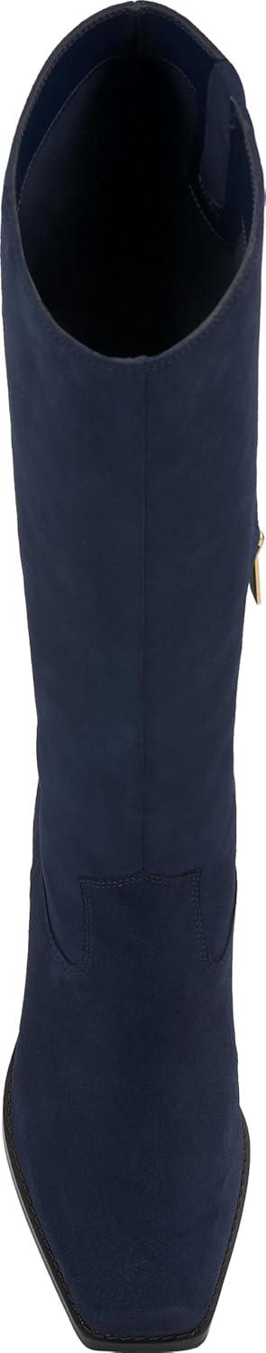 image:imageVince Camuto Sangeti Extra Wide Calf Heel Knee High BootDeep Navy Suede Wide Calf