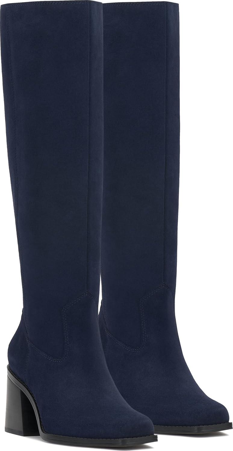 image:imageVince Camuto Sangeti Extra Wide Calf Heel Knee High BootDeep Navy Suede Wide Calf