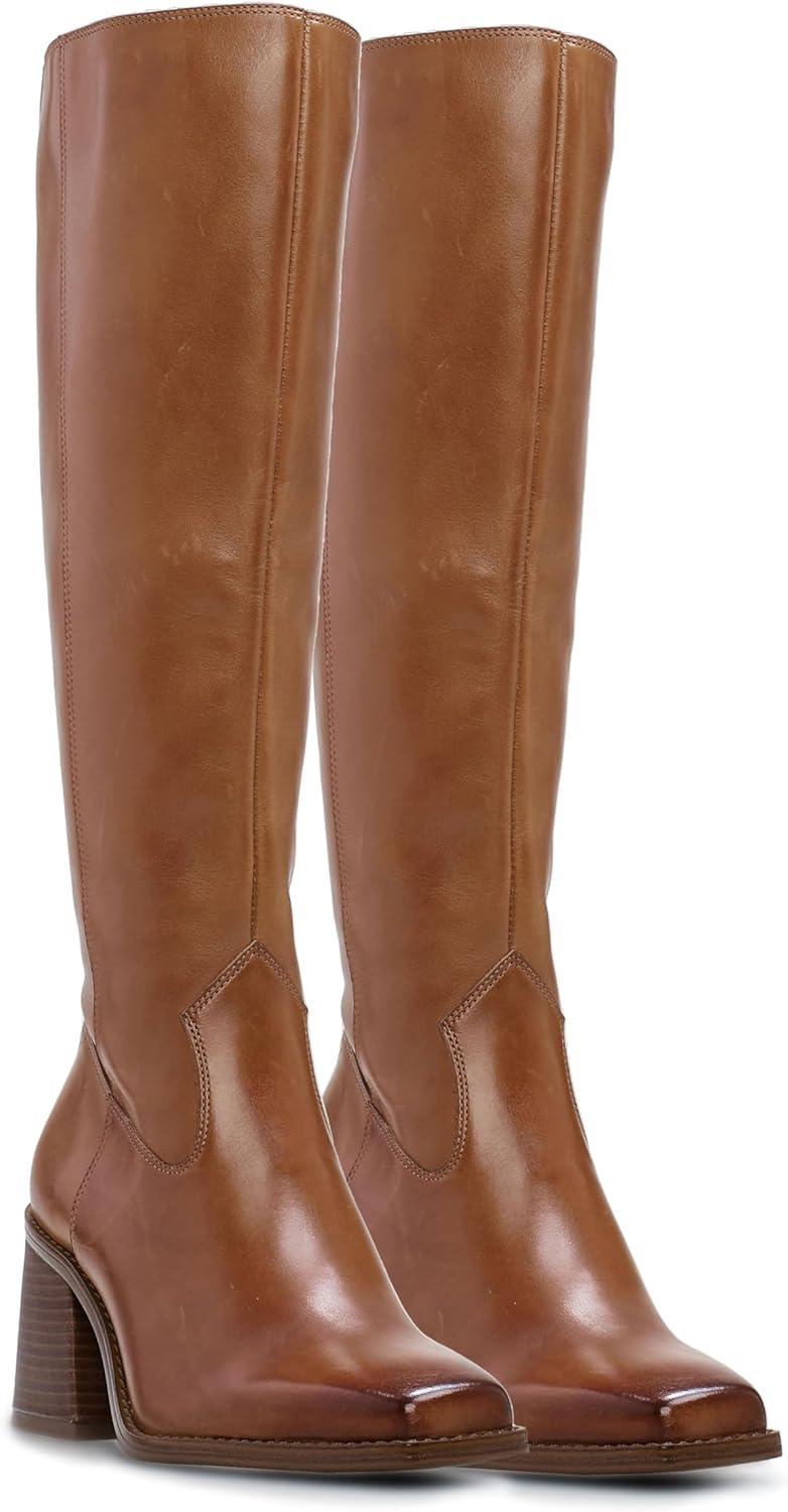 image:imageVince Camuto Sangeti Extra Wide Calf Heel Knee High BootGolden Walnut Leather Wide Calf
