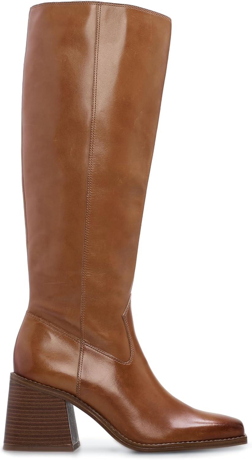 image:imageVince Camuto Sangeti Extra Wide Calf Heel Knee High BootGolden Walnut Leather Wide Calf