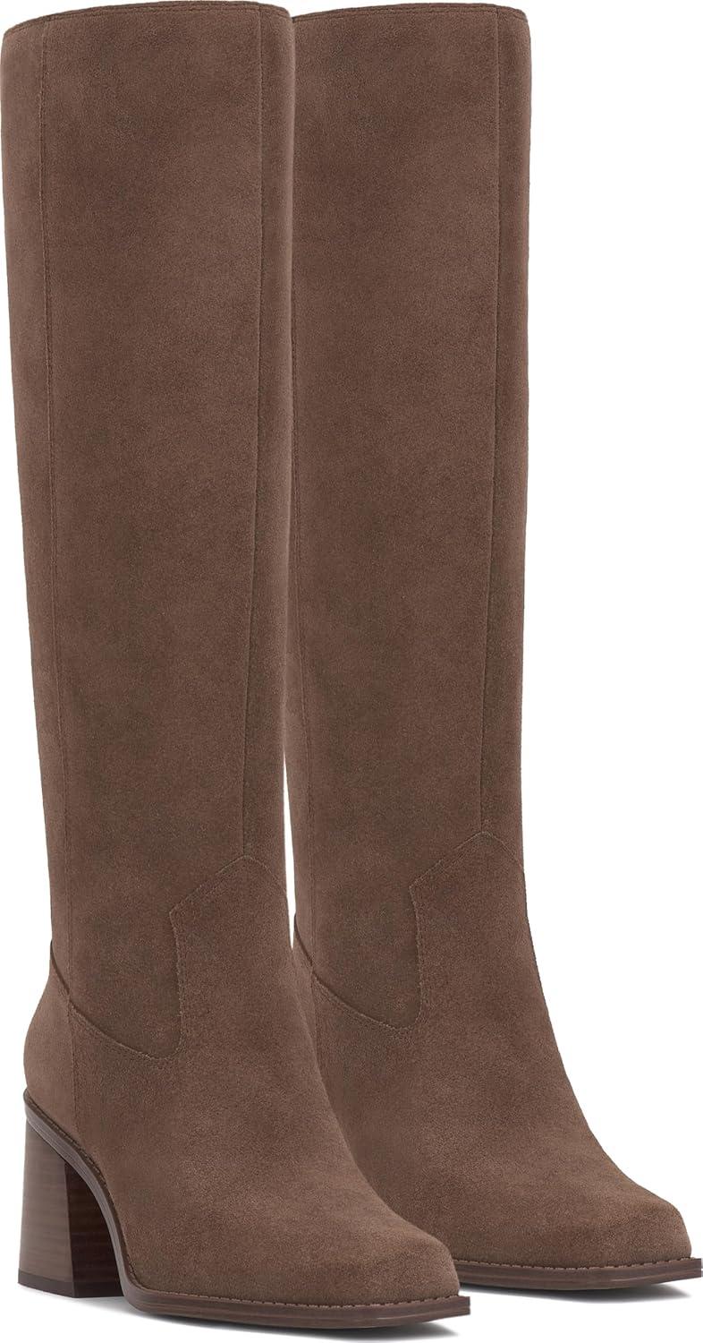 image:imageVince Camuto Sangeti Extra Wide Calf Heel Knee High BootToasted Taupe Suede Wide Calf