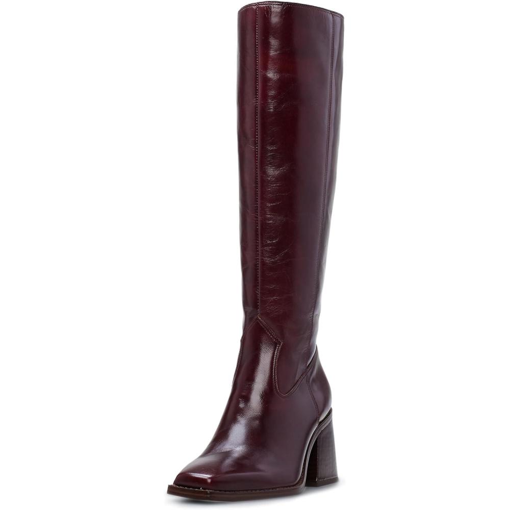 image:imageVince Camuto Sangeti Extra Wide Calf Heel Knee High BootDark Mahogany Leather Wide Calf