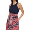Vince Camuto Women’s Sleeveless High Neck Tie Waist Handkerchief Midi Dress(Plum)