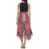 Vince Camuto Women’s Sleeveless High Neck Tie Waist Handkerchief Midi Dress(Plum)