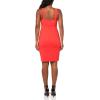 Vince Camuto Womens Sleeveless Square Neck Sheath Mini Dress(Poppy)