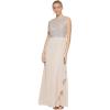 Vince Camuto Womens Sleeveless High Neck Sequin Chiffon Gown(Champagne)