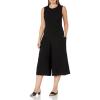 Vince Camuto womens Crepe Jumpsuit With Front Zipper(Black)