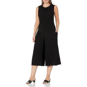 Vince Camuto womens Crepe Jumpsuit With Front Zipper(Black)