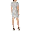 Vince Camuto Women’s Foil Knit Flutter Sleeve Ruched Bodycon(Silver)