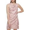 Vince Camuto Womens Sleeveless High Neck Sequin Shift Mini Dress(Rose)