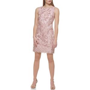 Vince Camuto Womens Sleeveless High Neck Sequin Shift Mini Dress(Rose)