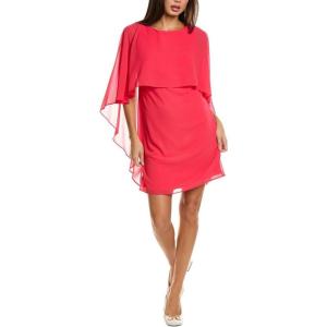 Vince Camuto Womens Cap Overlay Boat Neck Chiffon Mini Dress(Cherry)