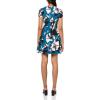 Vince Camuto Womens Short Sleeve High Neck A-line Mini Dress(Teal)