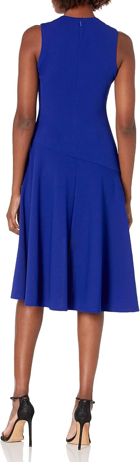 image:imageVince Camuto Womens Sleeveless V Neck Dress with Diagonal and Ruffled HemCobalt