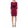 Vince Camuto Women’s 3/4 Sleeve Two Tone Velvet Detail Sheath Mini Dress(Wine)