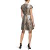 Vince Camuto Womens Jacquard Cap Sleeve V-Neck Fit and Flare(Slate)