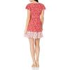 Vince Camuto Women’s Printed CDC Faux Wrap Fit and Flare Dress with Contrast Ruffle Hem(Red)