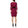 Vince Camuto Women’s 3/4 Sleeve Two Tone Velvet Detail Sheath Mini Dress(Wine)