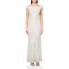 Vince Camuto Women’s Cap Sleeve Boat Neck Sequin Gown(Silver)