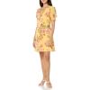 Vince Camuto Womens Flutter Sleeve V-Neck Fit & Flare Chiffon Mini Dress(Yellow Multi)