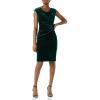 Vince Camuto Womens Velvet Cowl Neck Ruched BodyconCocktail Dress(Hunter)