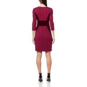Vince Camuto Women’s 3/4 Sleeve Two Tone Velvet Detail Sheath Mini Dress(Wine)