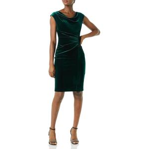 Vince Camuto Womens Velvet Cowl Neck Ruched BodyconCocktail Dress(Hunter)