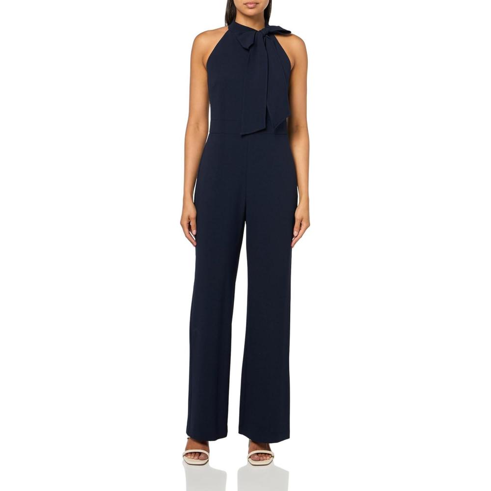 image:imageVince Camuto womens Sleeveless Tie Neck Stretch JumpsuitDeep Navy