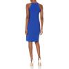 Vince Camuto Women’s Crepe Halter Neck Bodycon Dress with Front Rufflfe(Cobalt)