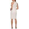 Vince Camuto Women’s Crepe Halter Neck Bodycon Dress with Front Rufflfe(Ivory)