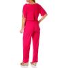 Vince Camuto Women’s Solid Ity Jumpsuit With Bow Shoulder Detail(Hot Pink)