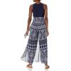 Vince Camuto womens Chiffon and Jersey Jumpsuit With Wrap Front(Navy Multi)