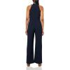Vince Camuto womens Sleeveless Tie Neck Stretch Jumpsuit(Deep Navy)