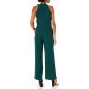 Vince Camuto womens Sleeveless Tie Neck Stretch Jumpsuit(Hunter)