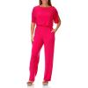 Vince Camuto Women’s Solid Ity Jumpsuit With Bow Shoulder Detail(Hot Pink)